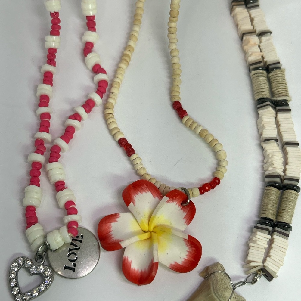 Floral Beaded Necklace with Heart Charm